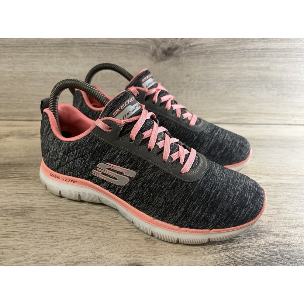 Skechers Womens Sz 8 Next Gen Running Shoes Lightweight Gray Pink SN12763